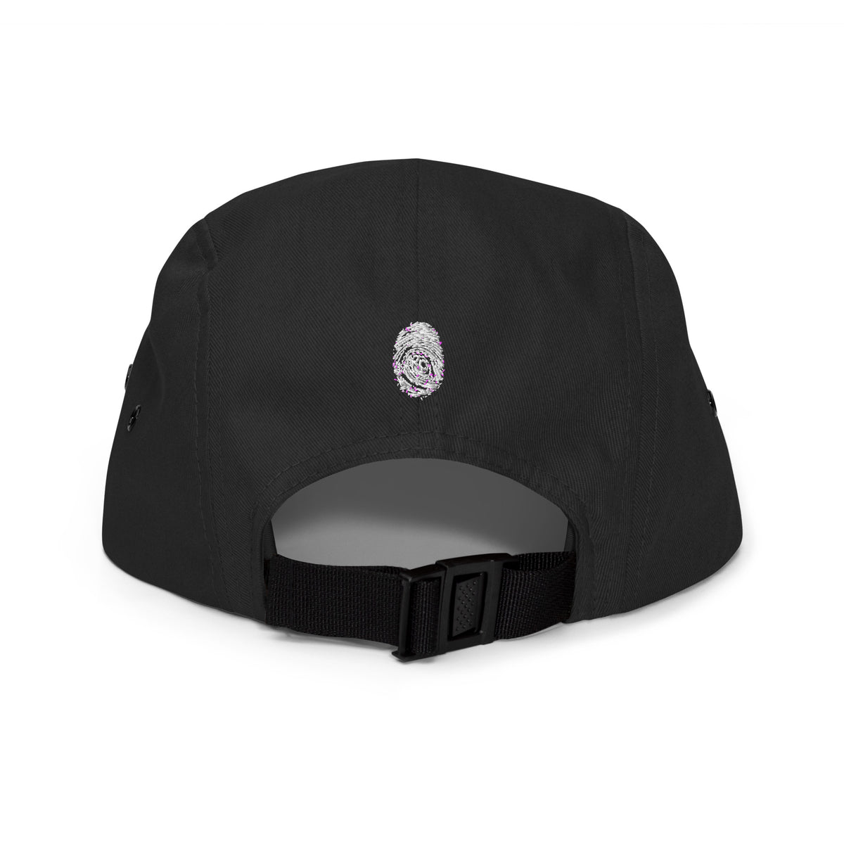 Royal Citizen Founder’s Cap 001 with white RC fingerprint embroidery and adjustable strap, back view