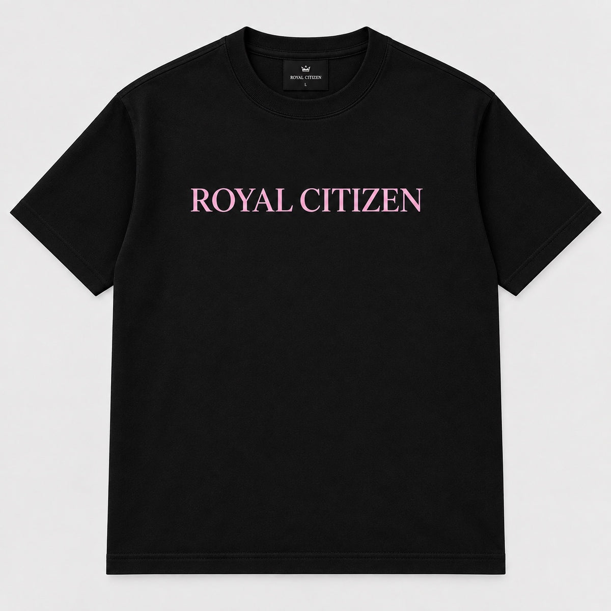 Royal Citizen Logo Tee 001 — Jet Black / Pink
