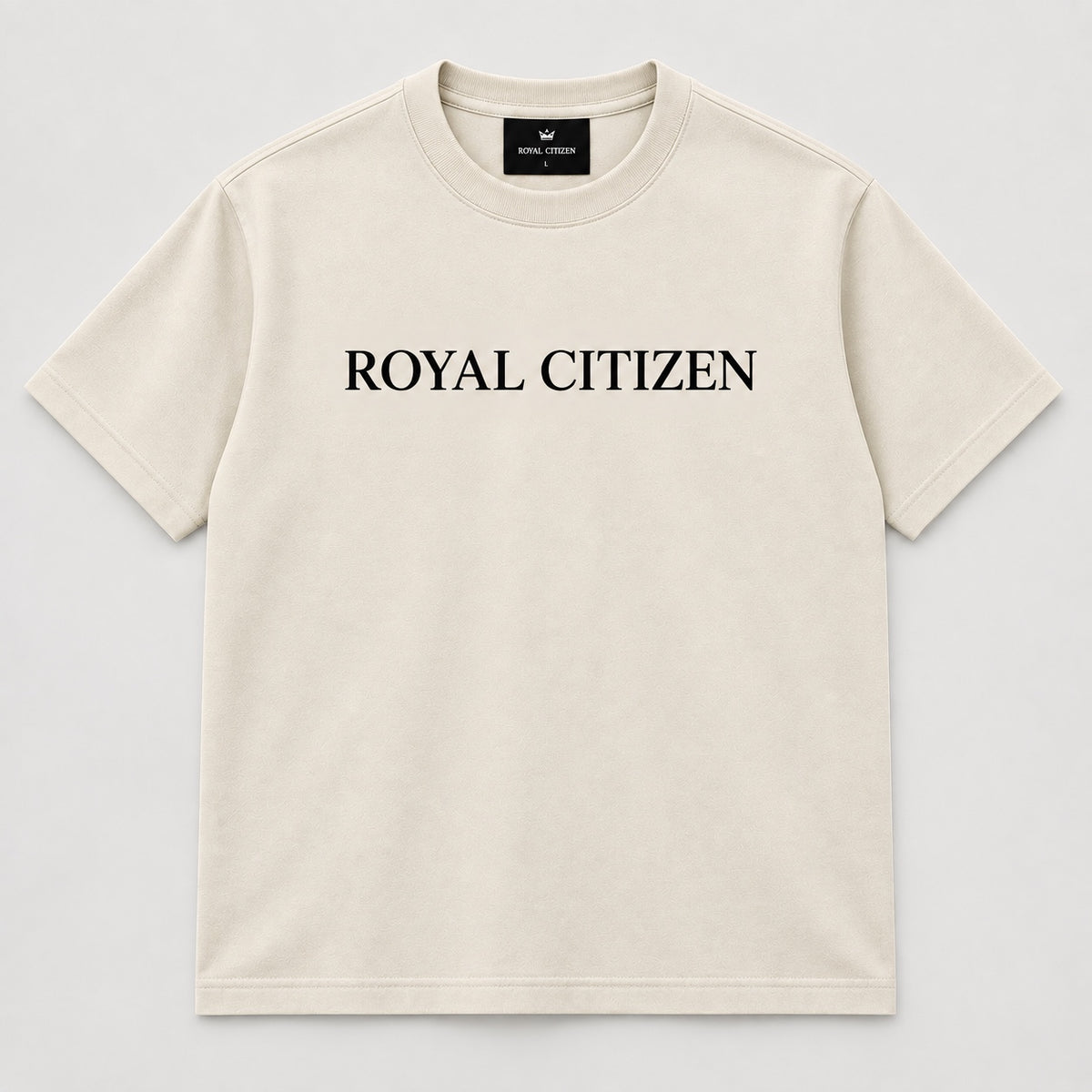Royal Citizen Logo Tee 001 — Bone / Black