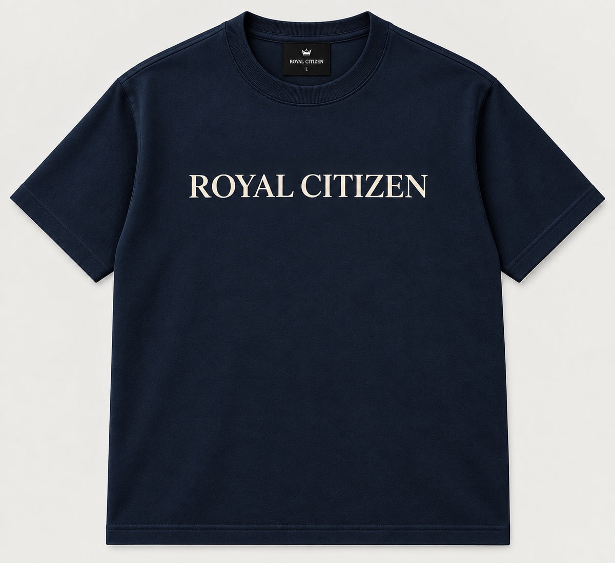 Royal Citizen Logo Tee 001 — Dark Blue / Bone