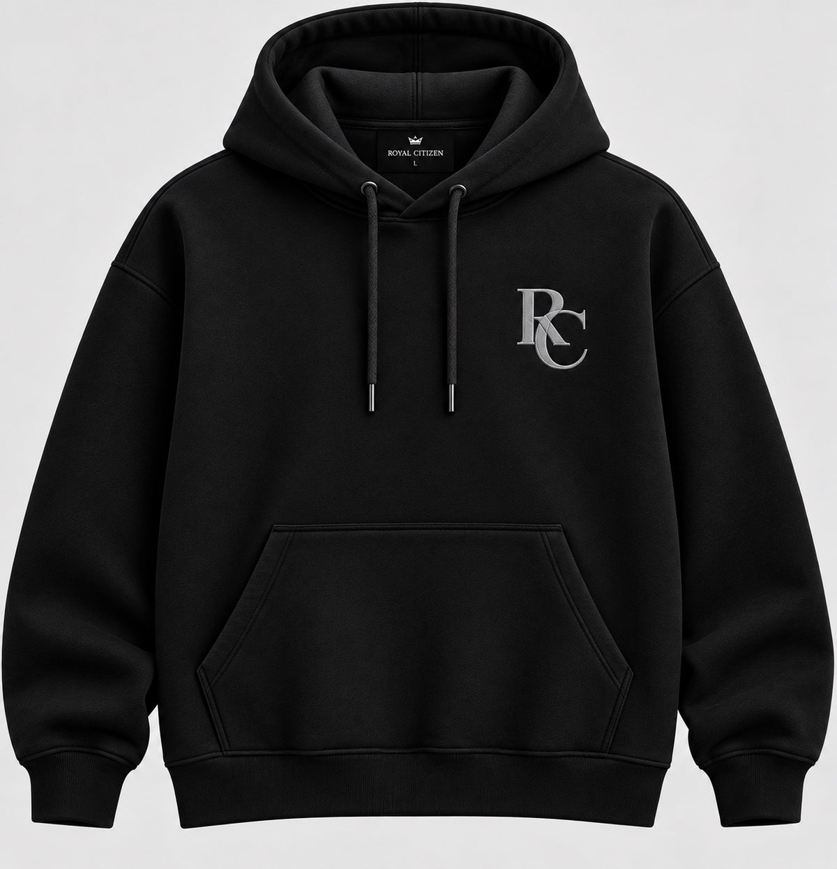 Royal Citizen RC Monogram Hoodie 001 — Jet Black / Grey
